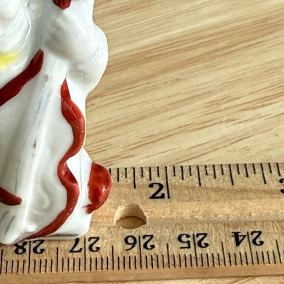 Vintage Porcelain Musician Girl Figurine w Cello Violin Yellow White Red - Picture 8 of 10